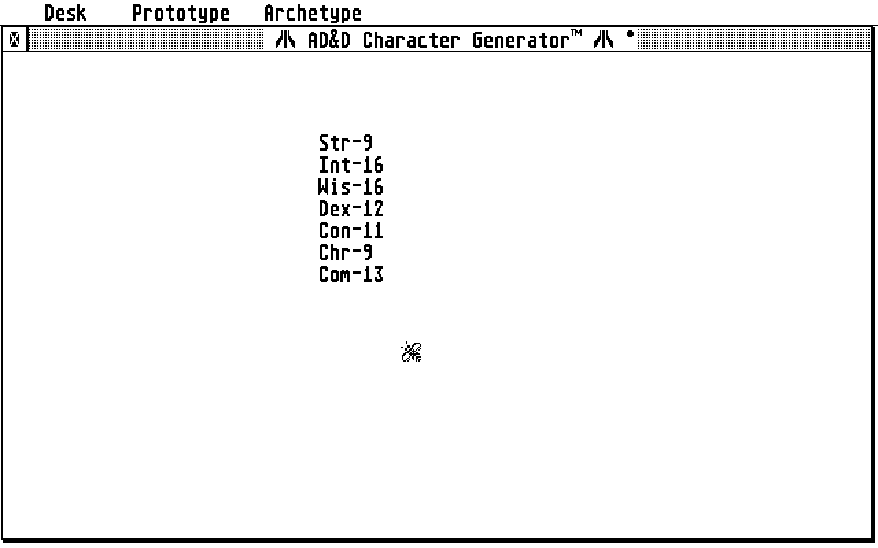 Advanced Dungeons and Dragons Character Generator atari screenshot